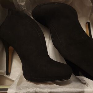 Elegant Black Suede High Heel Booties